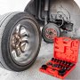 VEVOR front wheel drive bearing puller kit with red case and car wheel removal process.