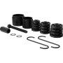 VEVOR front wheel drive bearing puller kit with various components and accessories in black.