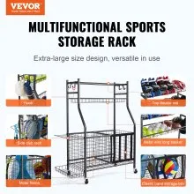 VEVOR Sports Equipment Garage Organizer Ball Storage Rack Sport Gear Toy Storage
