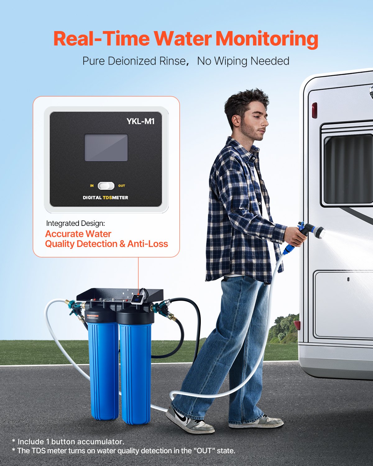 VEVOR Deionized Water System for Car Wash, Premium Water Deionizer For Car Washing with Integrated TDS Meter, Spotless Water Spot Remover Filter with Dual Outlet Mode, Fit for Cars/RVs/Motorcycles