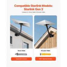 VEVOR Starlink Gen 3 Mount Adjustable Wall Mounting Standard Gen 3 Pipe Kit