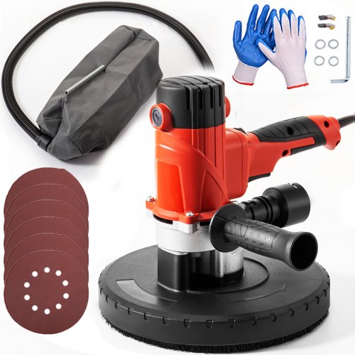 VEVOR Drywall Sander 1200W Electric Drywall Sander with Vacuum Bag, Light Sheetrock Sander, with Variable Speed 1200-2500RPM, Electric Sander, with Ergonomic Handle, Wall Sander, with 6 Sandpapers