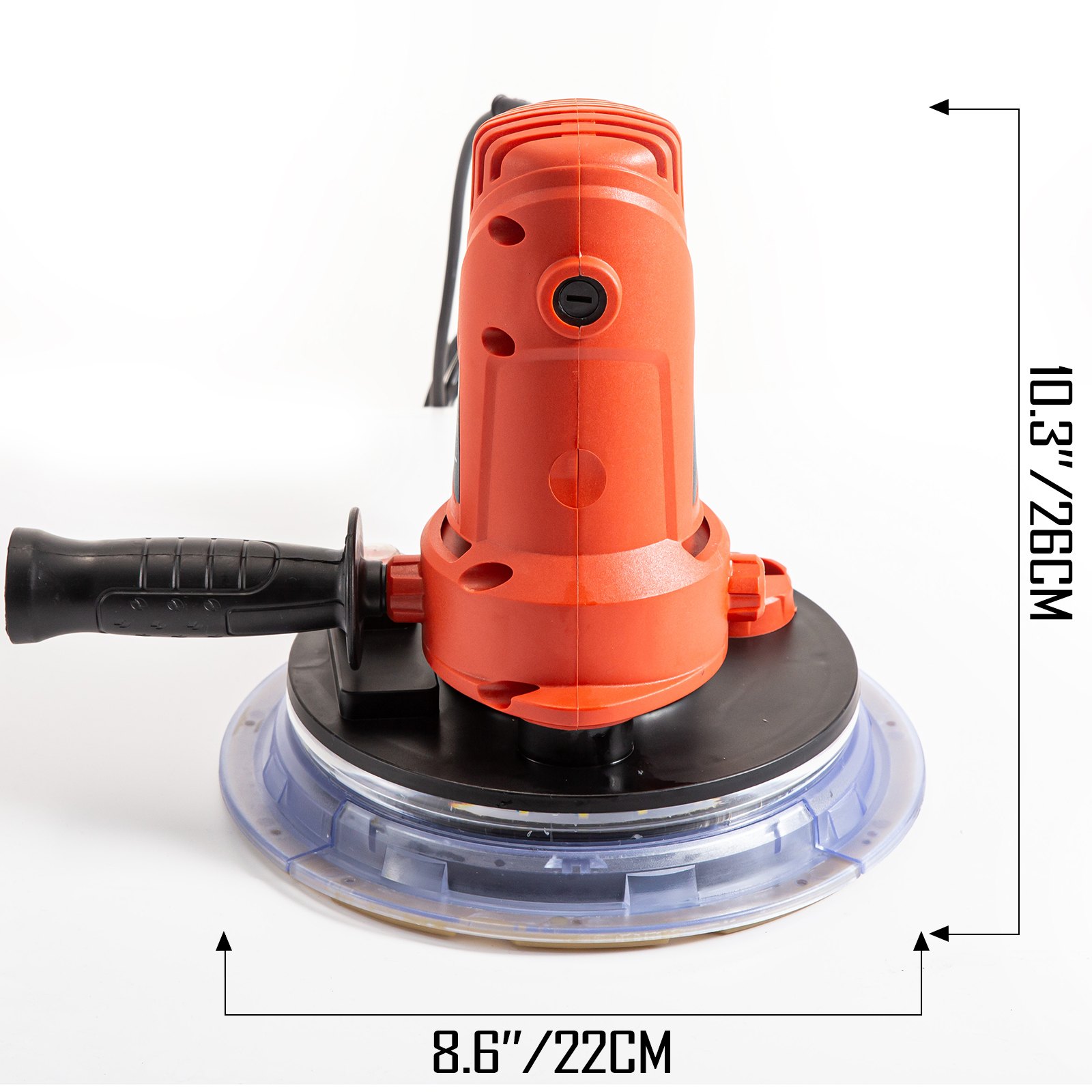 VEVOR Lijadora para paneles de yeso de 710 W, lijadora eléctrica para paneles de yeso con sistema de vacío automático y luz LED, velocidad variable 1200-2500 RPM, lijadora de mano para paneles de yeso con bolsa de vacío de transporte y 6 discos de lijado