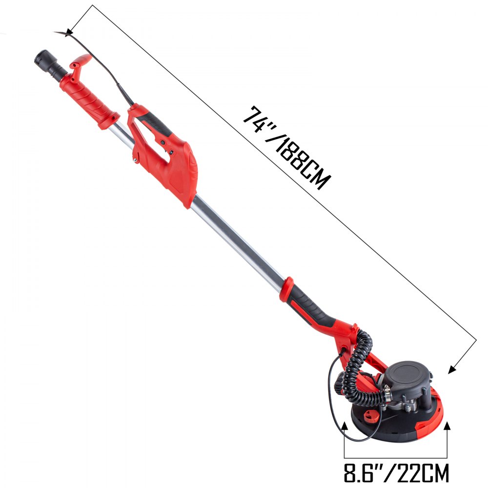 Drywall Sander 850w Wall Grinding Extendable W/ Vacuum System 6 Sanding Discs