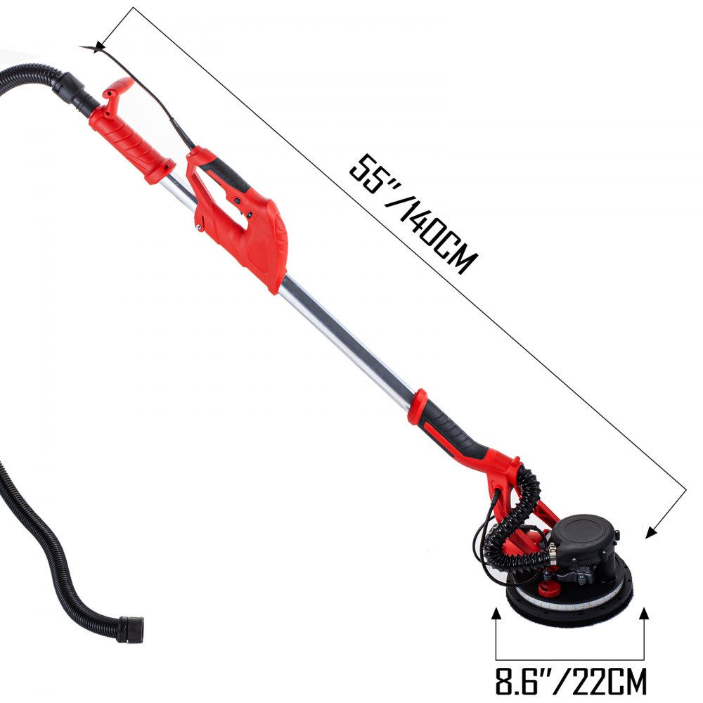 Electric Drywall Sander 750W 225mm 8.86" w/ LED Strip Light Extendable Sander