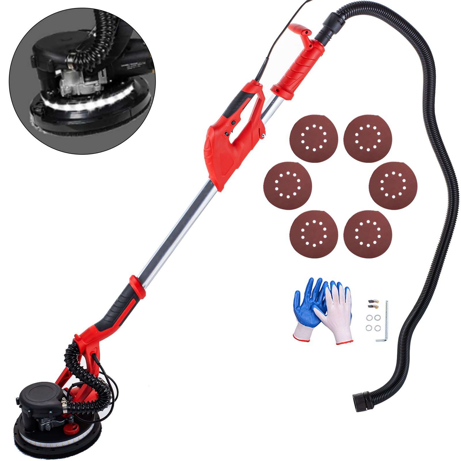 Electric Drywall Sander 750W 225mm 8.86" w/ LED Strip Light Extendable Sander