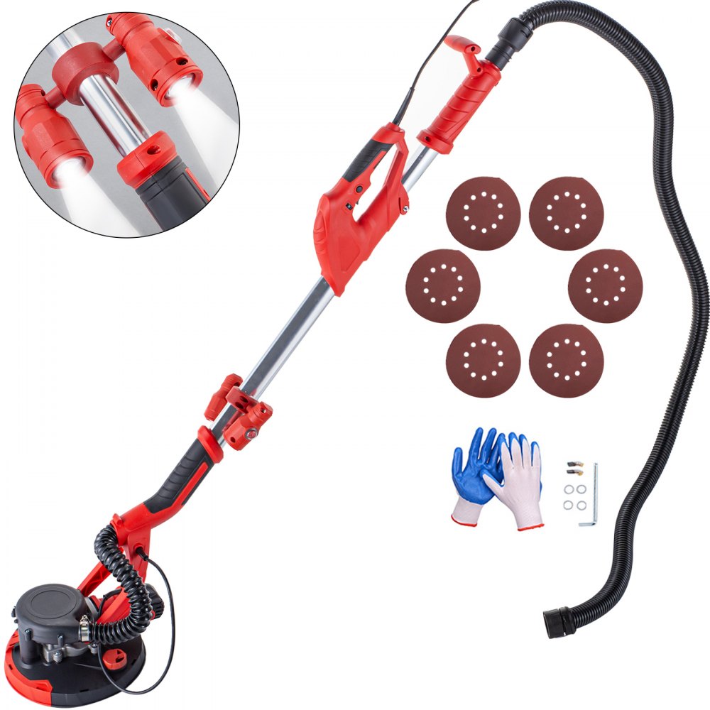 750w Electric Drywall Sander Hand Disc Sander Extendable Sander With Led Lights