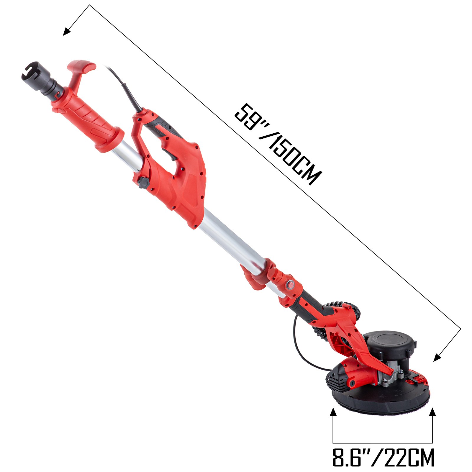 Drywall Sander 750W 225mm Extendable Handle 5 Speed w/ LED light Vacuum Bag