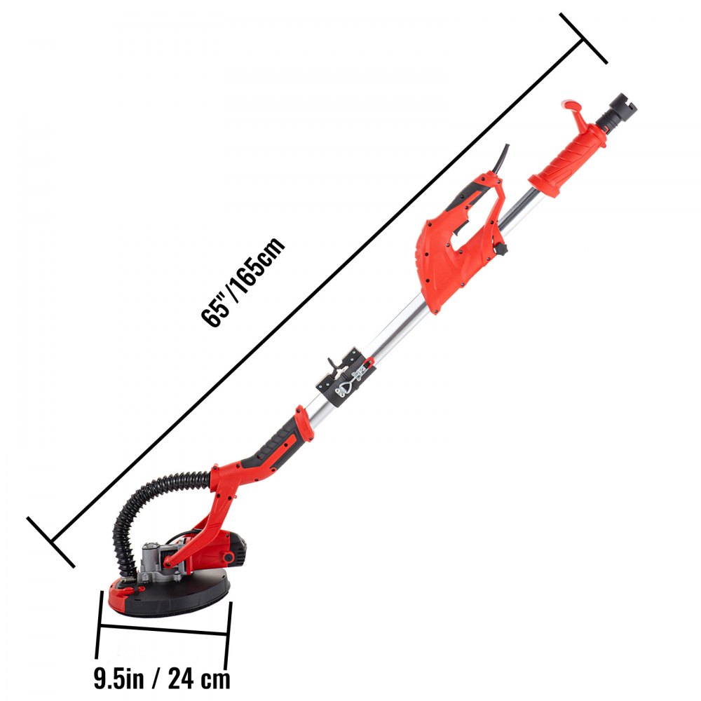 VEVOR Drywall Sander 750W Electric Drywall Sander Foldable Sheetrock Sander with Telescope Handle, Electric Sander Variable Speed 800-1750RPM, Wall Sander with 6 Sand Pads, Durable Drywall Sanders
