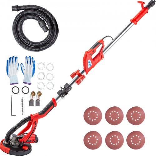 VEVOR Drywall Sander 750W Electric Drywall Sander Foldable Sheetrock Sander with Telescope Handle, Electric Sander Variable Speed 800-1750RPM, Wall Sander, LED Lights, Drywall Sanders, 6 Sand Pads
