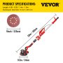 VEVOR Electric Drywall Sander 750W Drywall Sander Foldable Sheetrock Sander with Telescope Handle Electric Sander Variable Speed 800-1750RPM Wall Sander with LED spotlights on the handle and Vacuum Bag, 6 Sand Pads