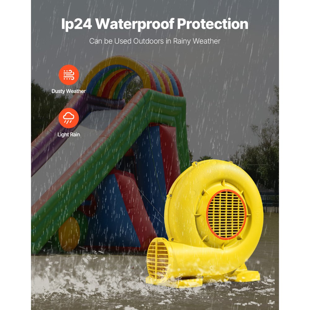 VEVOR Inflatable Blower, 680&750W, 1.0HP Bounce House Blower, Pump Commercial Air Blower for Inflatables, 3400RPM Bouncy Castle Electric Air Blower Fan Perfect for Bounce House, Waterslides, Yellow