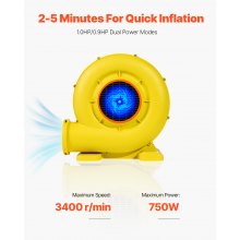 VEVOR Inflatable Bounce House Blower 0.9&1HP 750W for Commercial Bounce House