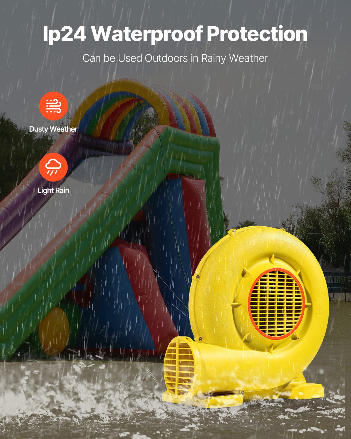 VEVOR Inflatable Blower, 590W&690W, 1.0 HP Bounce House Blower, Pump Commercial Air Blower for Inflatables, 2750RPM Bouncy Castle Electric Air Blower Fan Perfect for Bounce House, Waterslides, Yellow