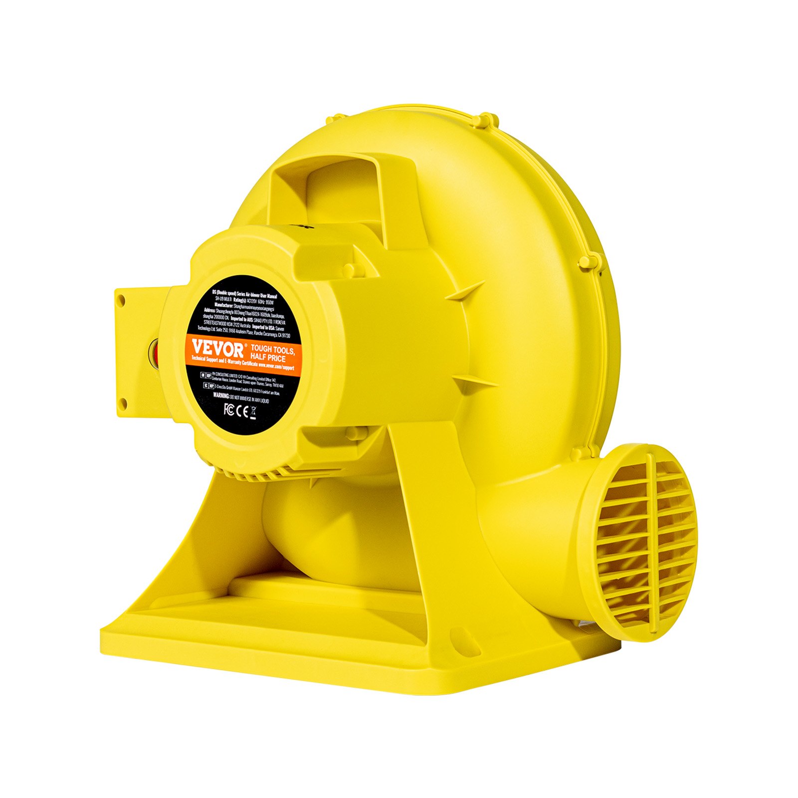 VEVOR Inflatable Blower, 590W&690W, 1.0 HP Bounce House Blower, Pump Commercial Air Blower for Inflatables, 2750RPM Bouncy Castle Electric Air Blower Fan Perfect for Bounce House, Waterslides, Yellow