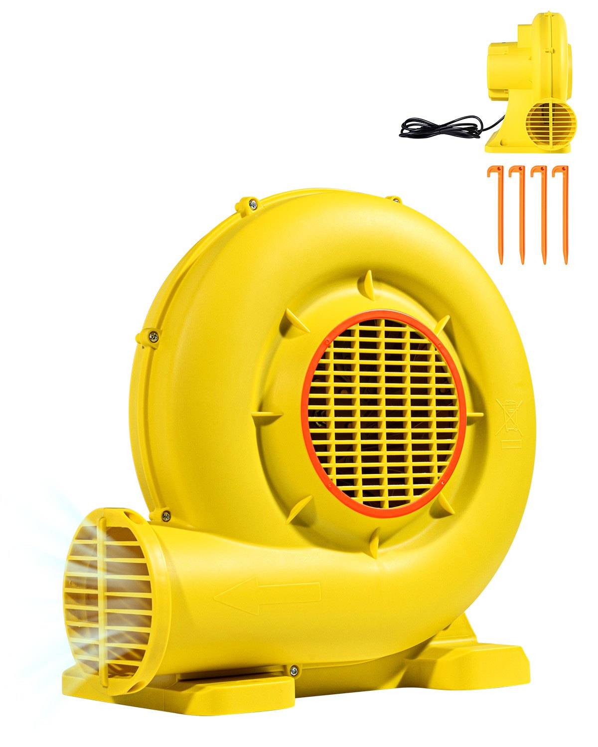 VEVOR Inflatable Blower, 590W&690W, 1.0 HP Bounce House Blower, Pump Commercial Air Blower for Inflatables, 2750RPM Bouncy Castle Electric Air Blower Fan Perfect for Bounce House, Waterslides, Yellow