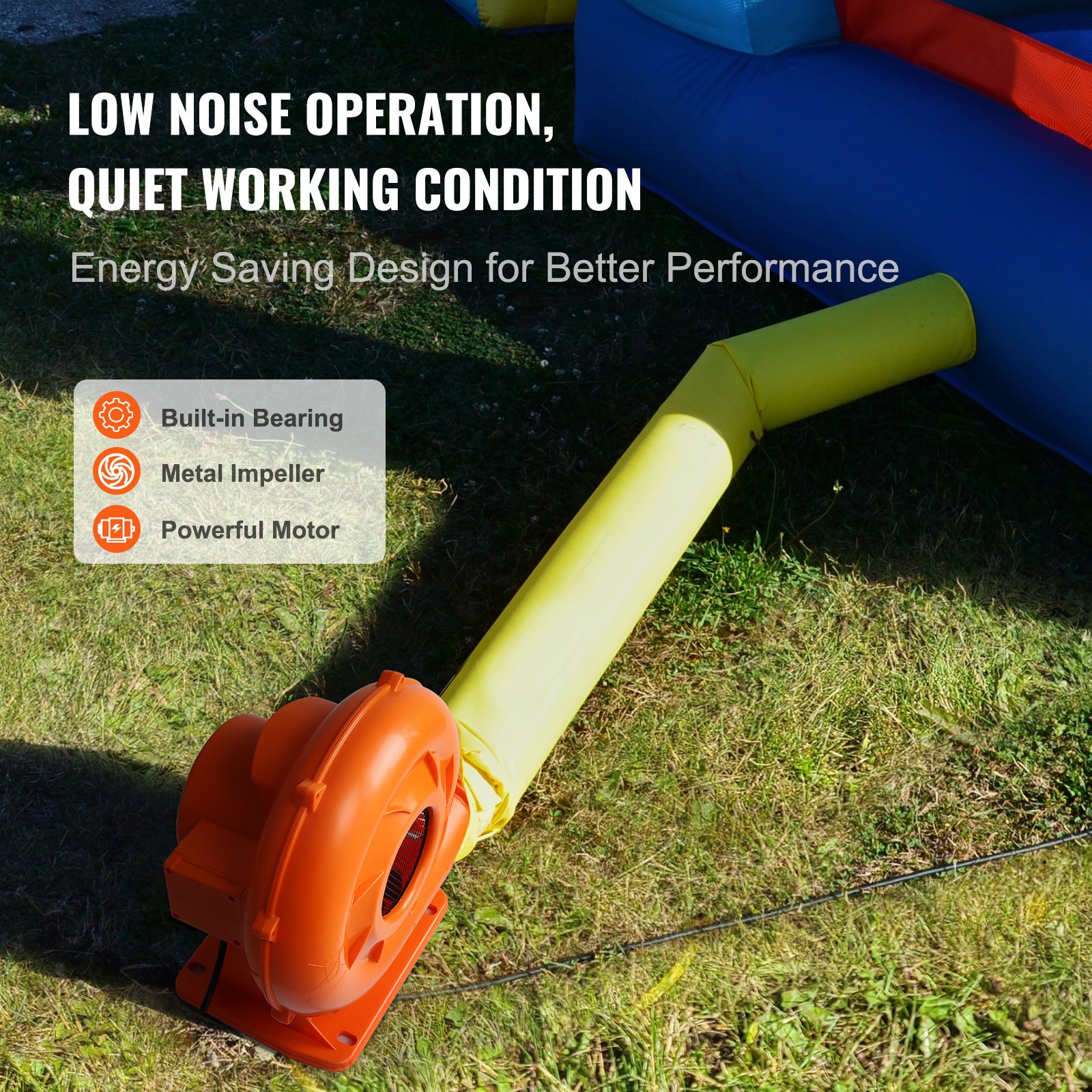 VEVOR Inflatable Blower, 950W, 1 & 1.2 HP Bounce House Blower, Pump Commercial Air Blower for Inflatables, 3300 RPM Bouncy Castle Electric Fan Perfect for Bounce House, Waterslides, ETL Listed