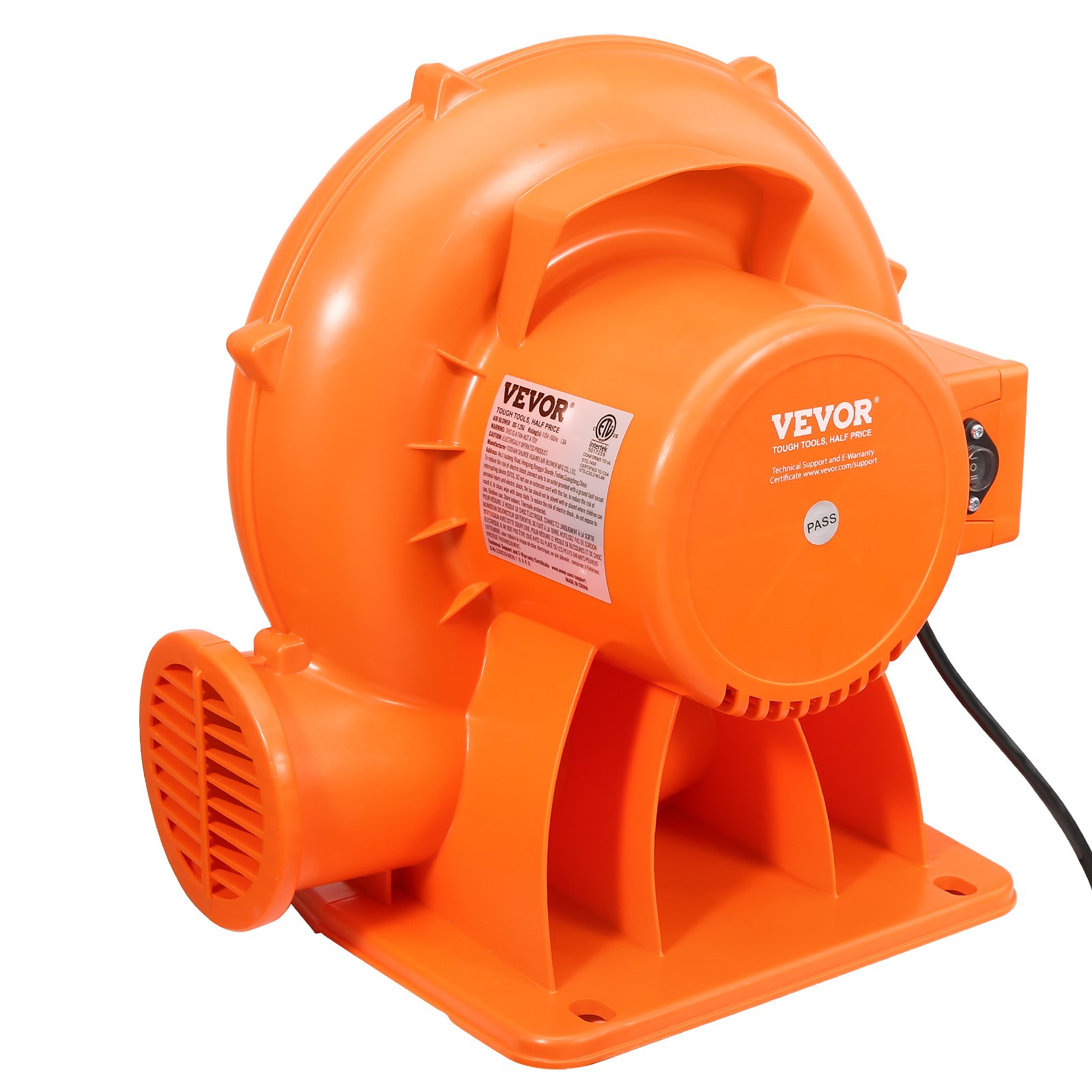 VEVOR Inflatable Blower, 950W, 1 & 1.2 HP Bounce House Blower, Pump Commercial Air Blower for Inflatables, 3300 RPM Bouncy Castle Electric Fan Perfect for Bounce House, Waterslides, ETL Listed