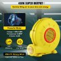 VEVOR Air Blower, 450W 0.6HP Inflatable Blower, Portable and Powerful Bounce House Blower, 1750Pa Commercial Air Blower Pump Fan, Used for Inflatable Bouncy Castle and Jump Slides, Yellow