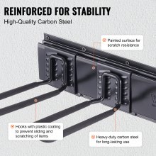 VEVOR Organiseur d'outils de garage, capacité de charge maximale de 600 lb, support de rangement mural pour jardin, organisation robuste avec 6 crochets réglables et 3 rails, pour outils de jardin, pelles, coupe-bordures et tuyaux