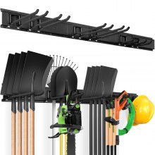 VEVOR Organiseur d'outils de garage, capacité de charge maximale de 300 lb, support de rangement mural pour jardin, organisation robuste avec 6 crochets réglables et 3 rails, pour outils de jardin, pelles, coupe-bordures et tuyaux