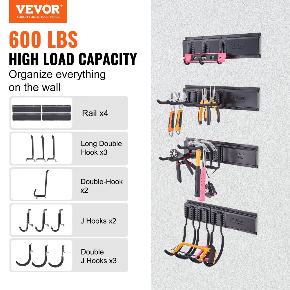 VEVOR Garage Tool Organizer, 600 lbs Max Load Capacity, Wall Mount