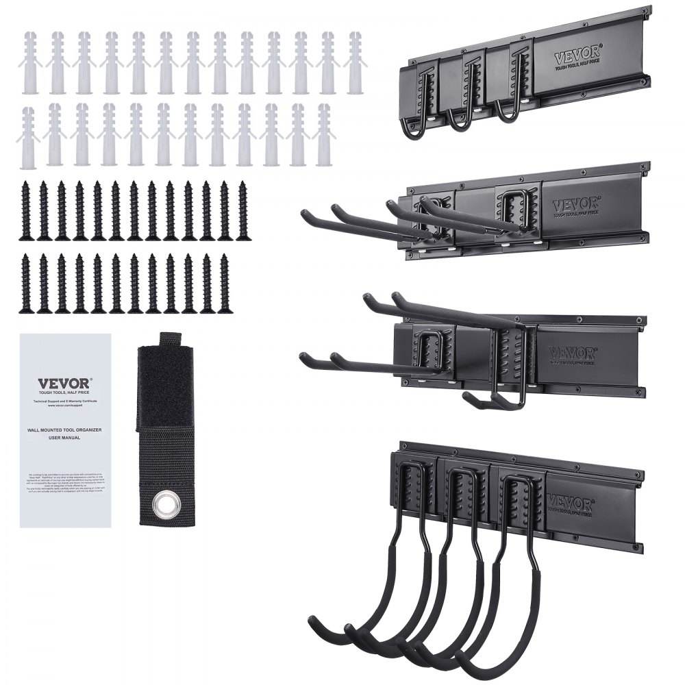  Organizador de pared para herramientas de garaje, kit de  combinación de tablero de clavijas de metal grande con panel de acero, 12  ganchos y soporte para herramientas, organizador de cobertizo de