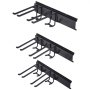 VEVOR Garage Tool Organizer, 362.9 kg Max Load Capacity, Wall Mount Yard Garden Storage Rack Organization Heavy Duty with 6 Adjustable Hooks and 3 Rails, for Garden Tools, Shovels, Trimmers, and Hoses