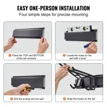 VEVOR Garage Tool Organizer, 800 lbs Max Load Capacity, Wall Mount Yard Garden Storage Rack Organization Heavy Duty with 6 Adjustable Hooks and 3 Rails, for Garden Tools, Shovels, Trimmers, and Hoses