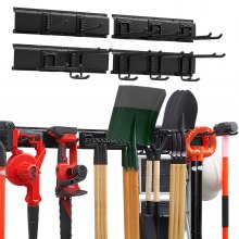 VEVOR Garage Tool Organizer 66 Inch 800 lbs Wall Mount Garden Tool Rack, Heavy Duty Garage Hanging Storage Rack Organization with 4 Rails and 10 Adjustable Hooks, for Yard Tools, Shovel, Rake, Shed