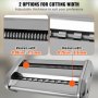 VEVOR pasta maker with two cutting width options: 0.06 in/1.5 mm and 0.26 in/6.6 mm.