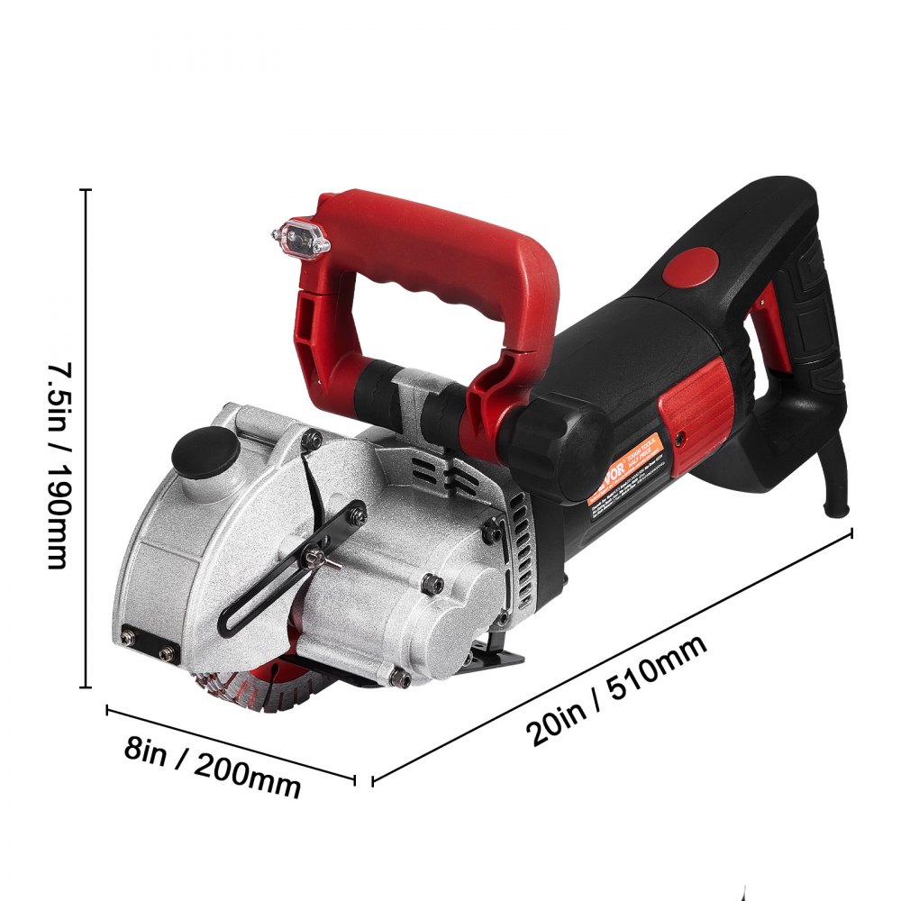 VEVOR Wall Chaser, 2500W 38 mm Cutting Width,Wall Groove Cutting Machine 34MM Cutting Depth,Wall Slotting Machine With 5 Saw Blades 4.5" Diameter 6300r/Min,One-time Forming Dustless