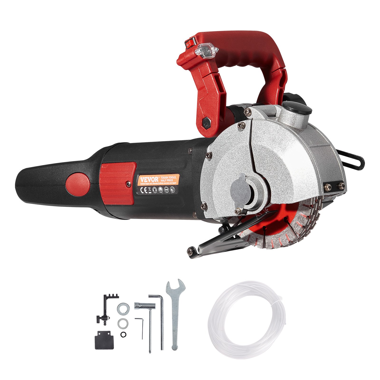 VEVOR Wall Chaser, 34 mm Cutting Depth Wall Cutting Machine 2500W Wall Groove Cutting Machine 38 mm Cutting Width Wall Slotting Machine With 5 Saw Blades 115 mm Diameter 6300r/Min with Infrared Ray