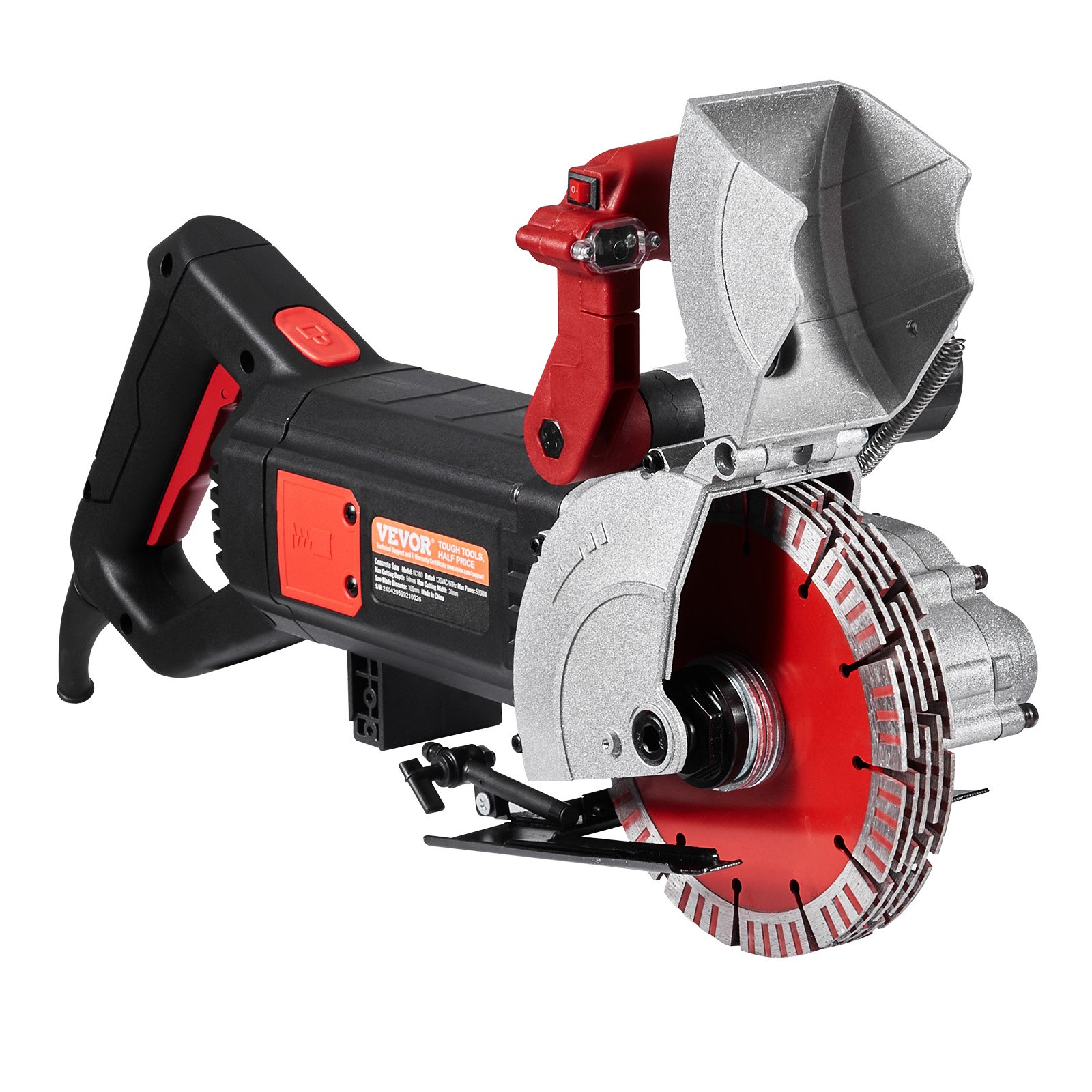 VEVOR Wall Chaser, 2500W 38mm/1.5" Cutting Width,Wall Groove Cutting Machine 52mm/2" Cutting Depth,Wall Slotting Machine With 5 Saw Blades 6.3" Diameter 6300r/Min,One-time Forming Dustless