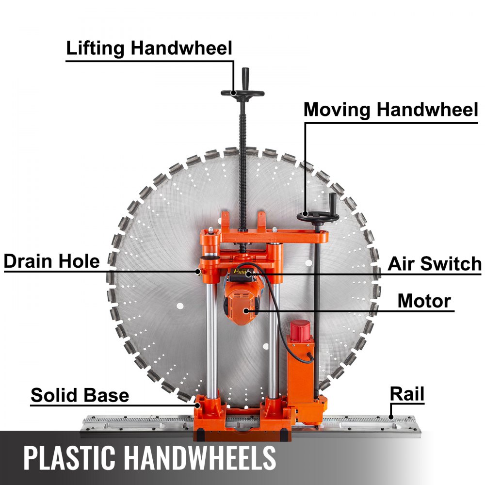 VEVOR Wall Saw Machine 6180W Concrete Wall Cutter 220V Wall Saw, Blade Diameter 800MM, Electric Wall Cutting Machine, Reinforced Concrete Brick Wall Roadway Wall Cutter, Max Cutting Depth 240 MM