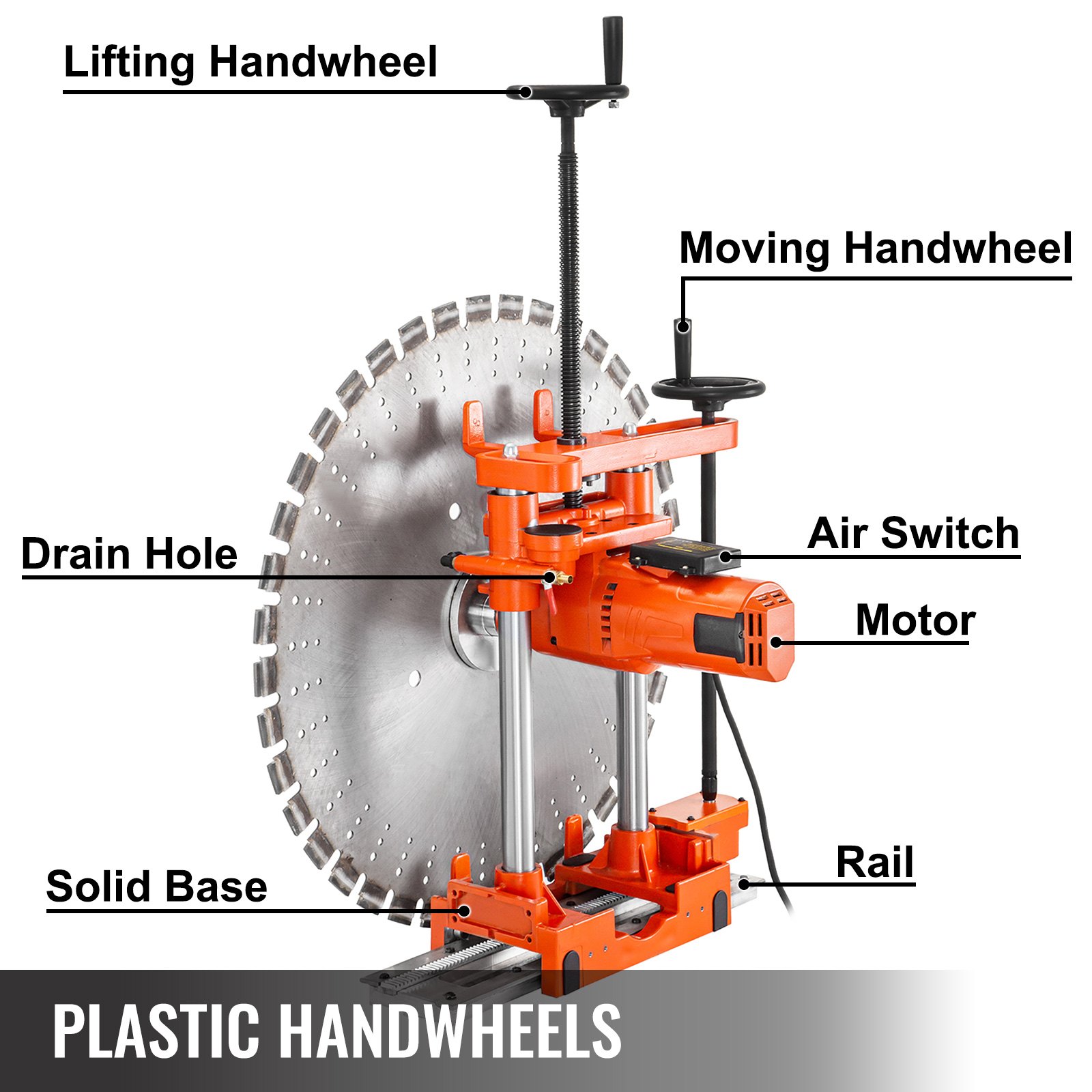VEVOR Wall Saw Machine Electric Concrete Wall Cutter 220V 7280W Brick Wall Saw