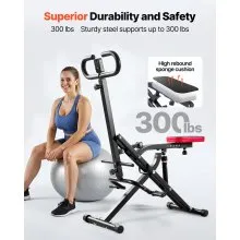 VEVOR Squat Machine, Deep Squat Rowing Machine for Home, Easy Setup & Foldable Exercise Equipment, Glute Trainer Machine with 12-Gear Adjustable Resistance, Glutes & Leg Home Workout Machine, Black