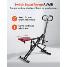 VEVOR Squat Machine, Deep Squat Rowing Machine for Home, Easy Setup & Foldable Exercise Equipment, Glute Trainer Machine with 12-Gear Adjustable Resistance, Glutes & Leg Home Workout Machine, Black