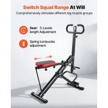 VEVOR Squat Machine, Deep Squat Rowing Machine for Home, Easy Setup & Foldable Exercise Equipment, Glute Trainer Machine with 2 High-Strength Resistance Bands, Glutes & Leg Home Workout Machine, Black