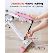 VEVOR Squat Machine, Deep Squat Rowing Machine for Home, Easy Setup & Foldable Exercise Equipment, Glute Trainer Machine with 3 High-Strength Resistance Bands, Glutes & Leg Home Workout Machine, White