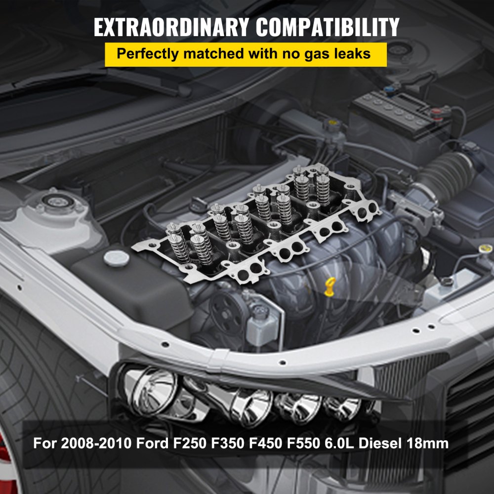 VEVOR cylinder head assembly in ford f250 engine bay, showcasing compatibility for 2008-2010 models.