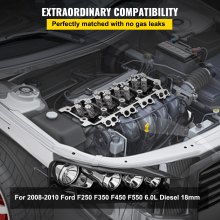VEVOR cylinderhoved samlet, udskiftning af motorcylinderhoved 6,4L, støbejernscylinderhoved Passer til 08-10 Ford F250 F350 F450 F550