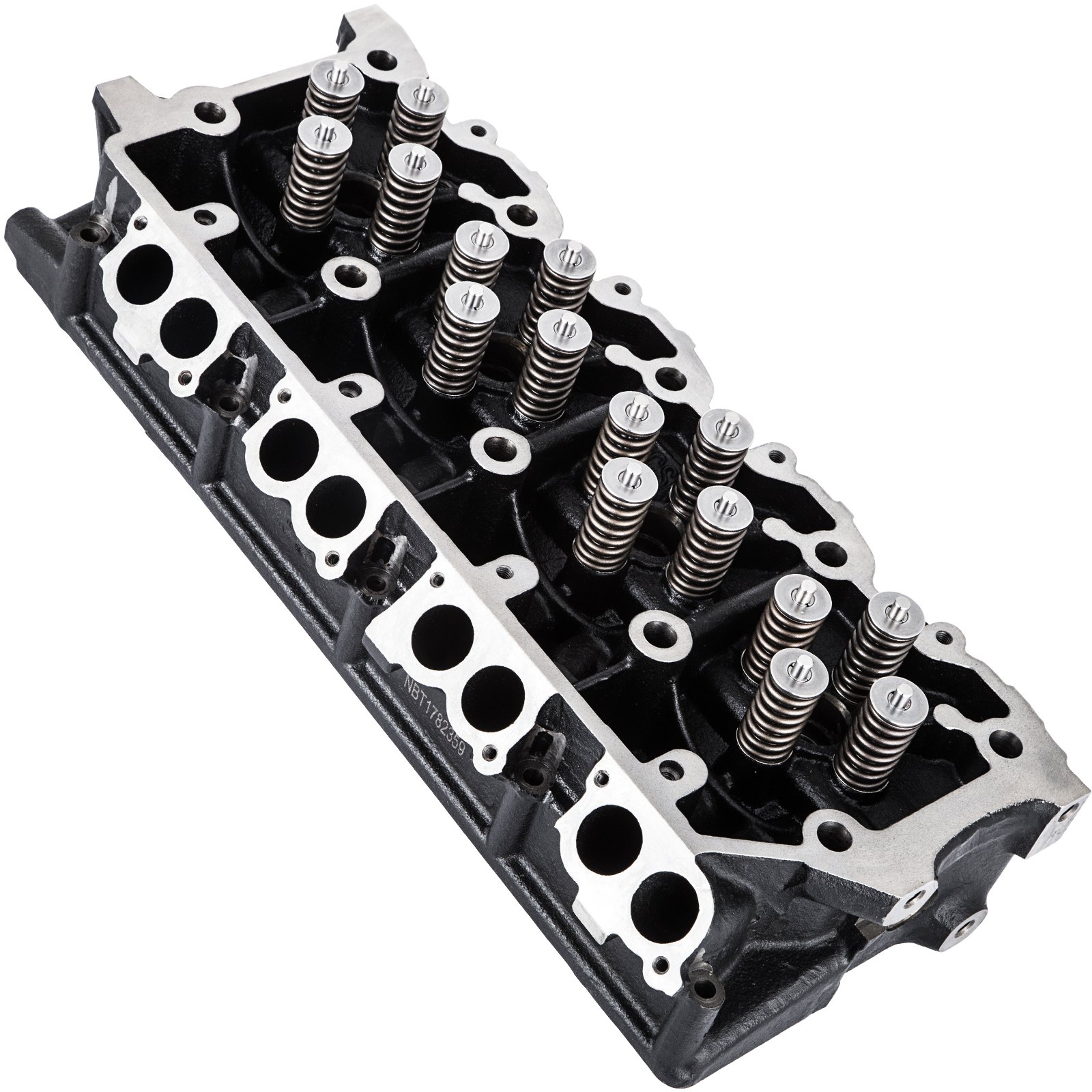 VEVOR cylinder head assembly with springs and valves in black and silver finish.