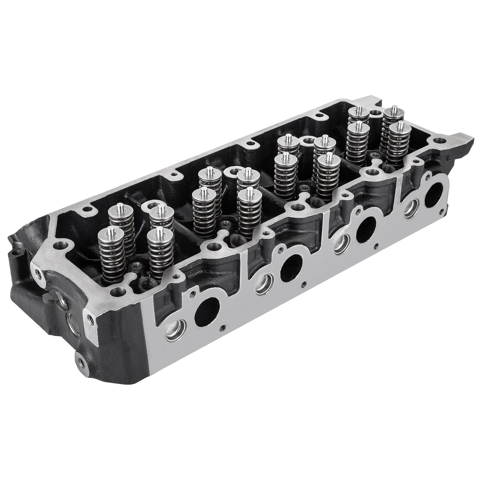 VEVOR cylinder head assembly with multiple valve springs and ports facing forward.