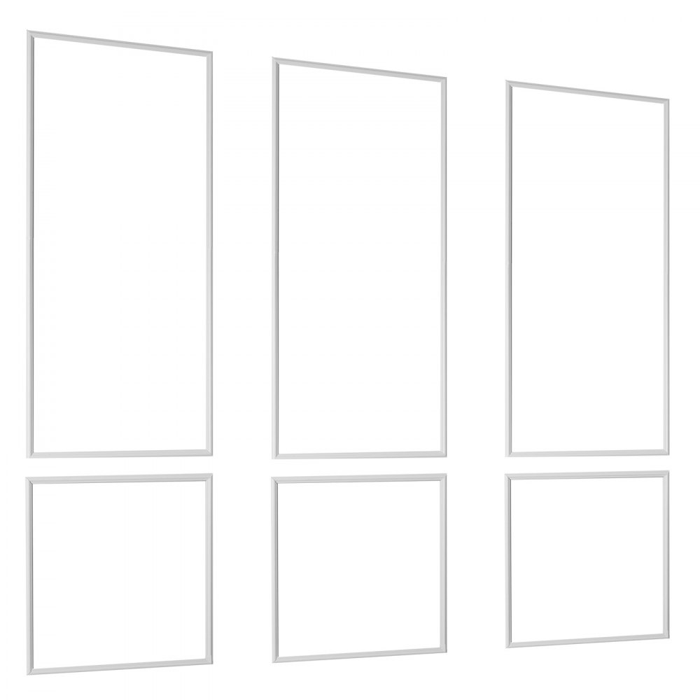 VEVOR Wall Molding 3 Pack, Wainscoting Panels Kit, Lightweight Paintable Polystyrene, Easy to Install, Waterproof Accent Wall Trim for Interior Décor Living Room, Bedroom, White (61x137 + 61x61 cm)