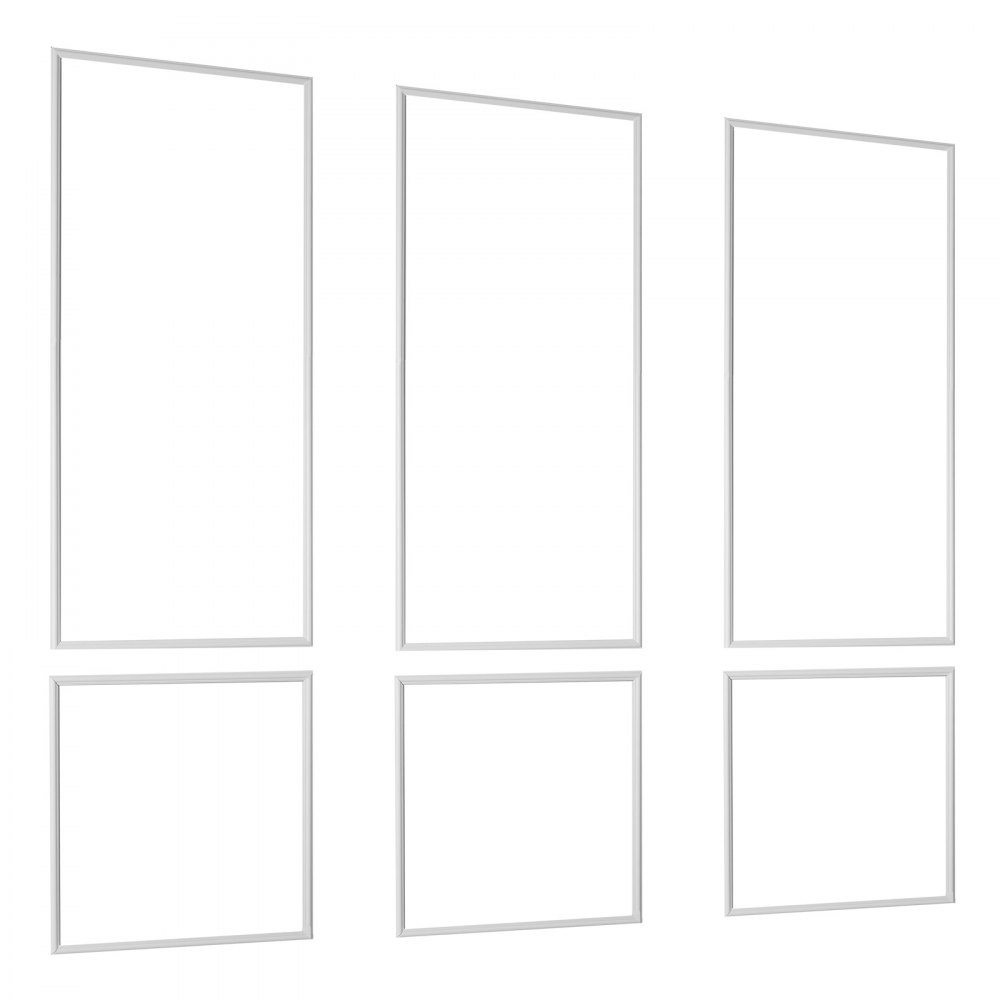 VEVOR Wall Molding 3 Pack, Wainscoting Panels Kit, Lightweight Paintable Polystyrene, Easy to Install, Waterproof Accent Wall Trim for Interior Décor Living Room, Bedroom, White (61x137 + 61x61 cm)