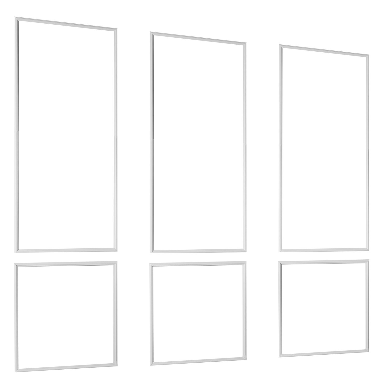 VEVOR Wall Molding 3 Pack, Wainscoting Panels Kit, Lightweight Paintable Polystyrene, Easy to Install, Waterproof Accent Wall Trim for Interior Décor Living Room, Bedroom, White (61x137 + 61x61 cm)