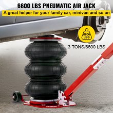 VEVOR Air Bag Jack 6600lbs Kapacitet Pneumatisk Jack Quick Lift 3T, Heavy Duty, Bilverkstadsdomkrafter och golvuttag, Fällbar stång Snabblyftande, Trippelväska, med två hjul, Quick Car Lifting Jack, Röd