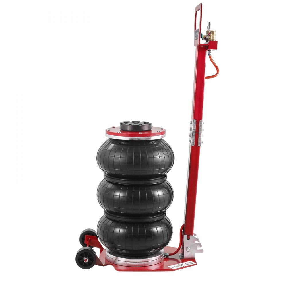 VEVOR Air Jack, 3 Ton/3000 kg Triple Bag Air Jack, Airbag Jack with Six Steel Pipes, Lift up to 44.9 cm, 3-5 s Fast Lifting Pneumatic Jack, with Adjustable Long Handle for Cars, Garages, Repair (Red)