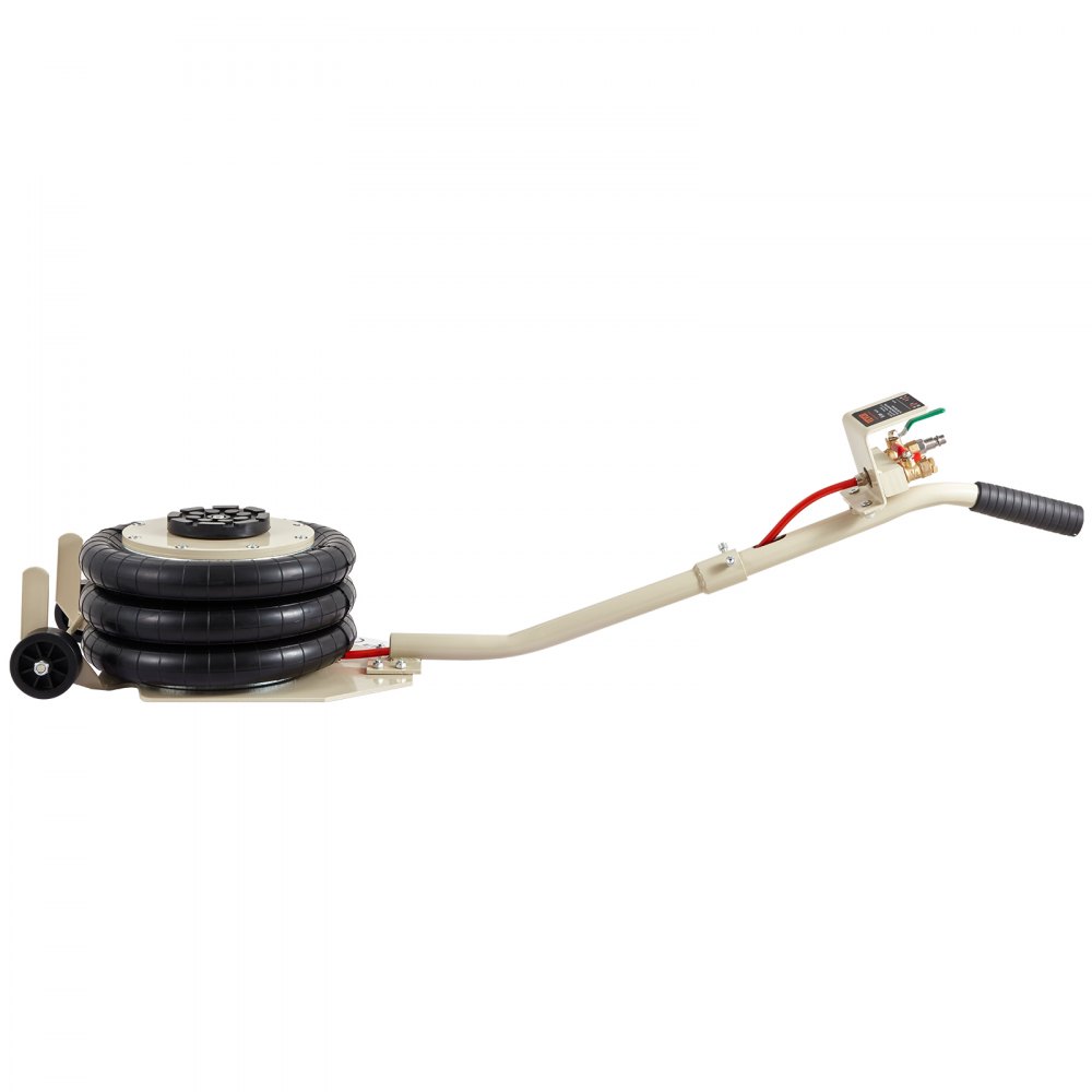 VEVOR triple bag air jack with handle, wheels, and control panel in beige and black colors.